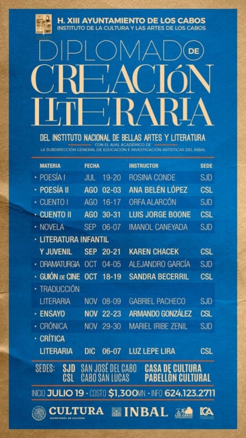 04 Instituto de la Cultura y las Artes de Los Cabos te invita a Diplomado de Creación Literaria