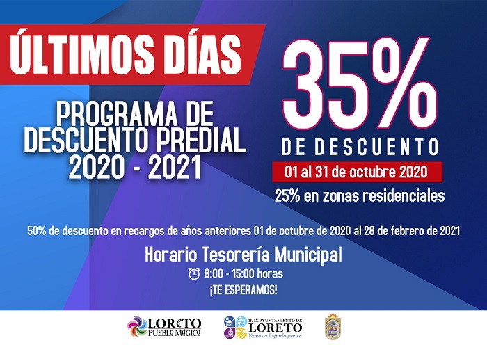 FOTO 1 INVITA SECRETARÍADE FINANZAS A APROVECHAR ÚLTIMOS DÍAS DEL 35% DE DESCUENTO EN EL IMPUESTOPREDIAL
